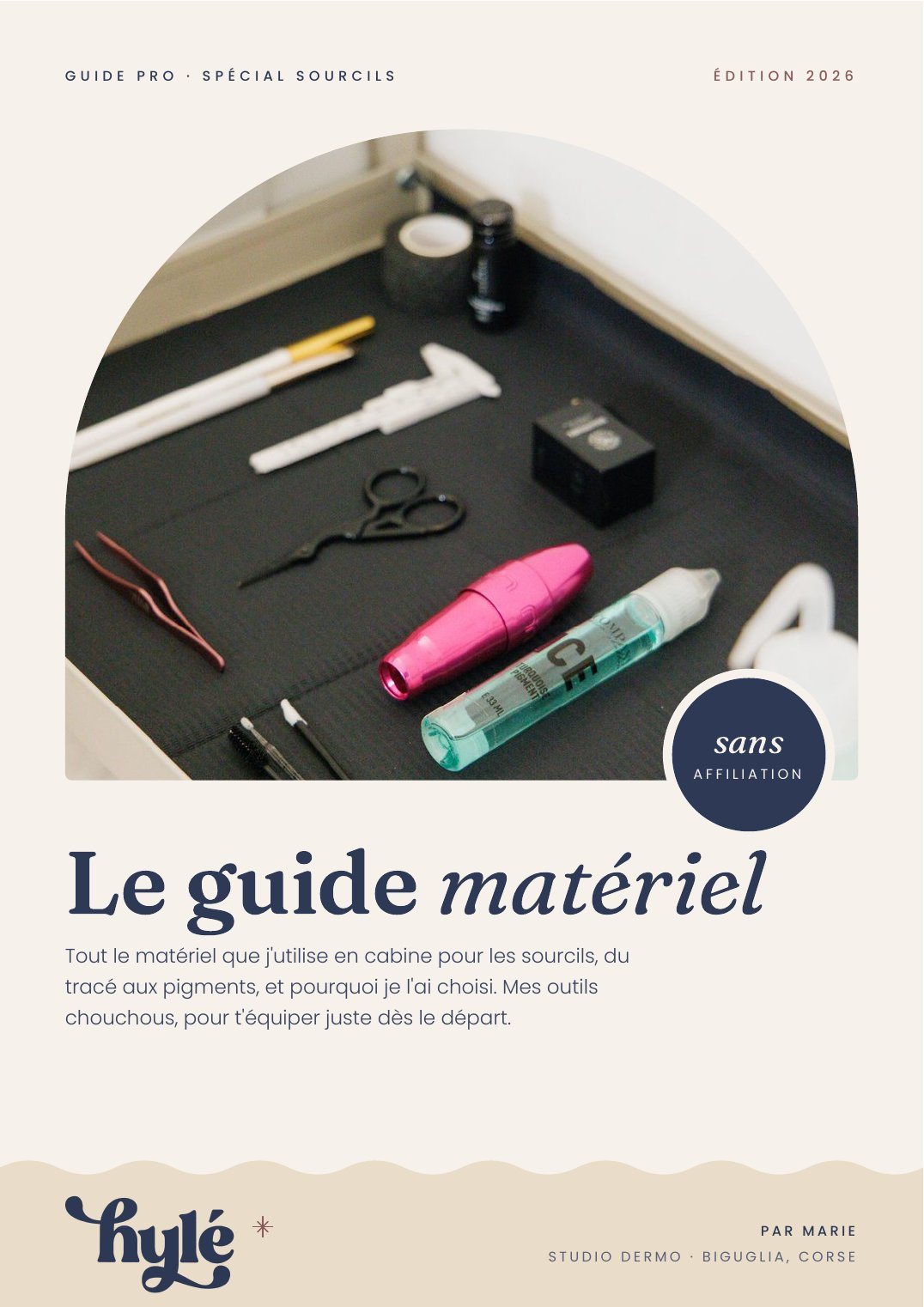 Couverture du Guide matériel spécial sourcils par Marie, Hylé Studio Dermo